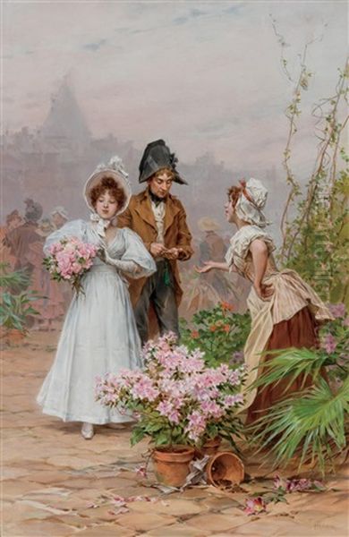 The Flower Seller Oil Painting by Frederik Hendrik Kaemmerer