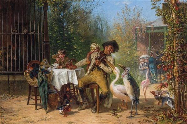 At The Zoo Oil Painting by Frederik Hendrik Kaemmerer