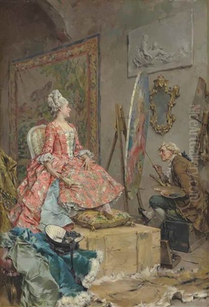 Sitting For Her Portrait Oil Painting by Frederik Hendrik Kaemmerer