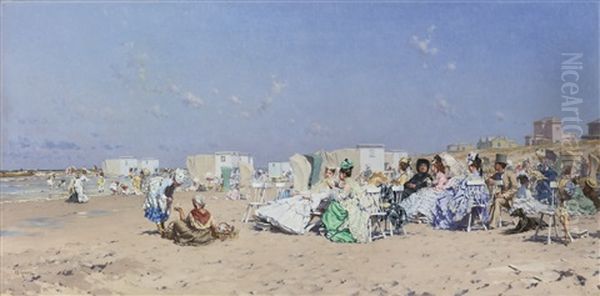 Beach At Scheveningen, Holland Oil Painting by Frederik Hendrik Kaemmerer