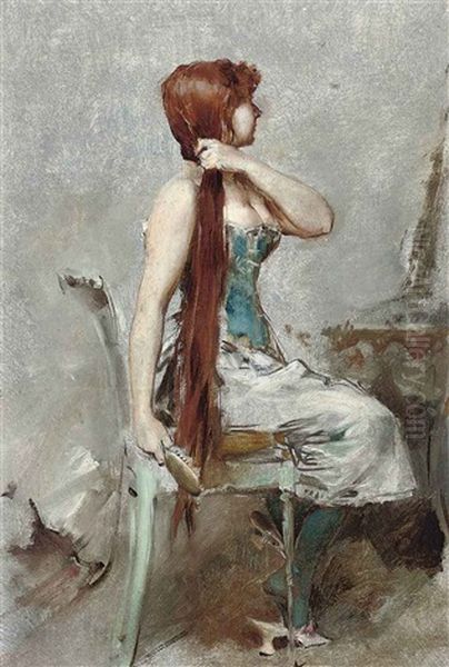 La Rousse A Sa Toilette by Frederik Hendrik Kaemmerer