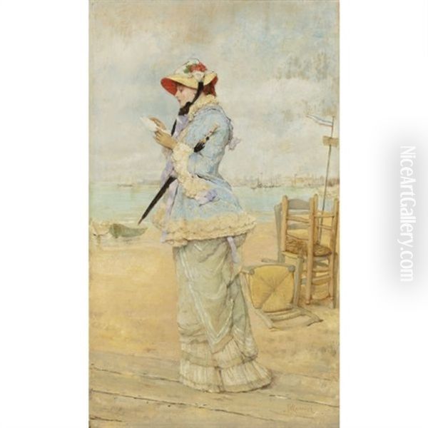 Lady By The Sea Oil Painting by Frederik Hendrik Kaemmerer