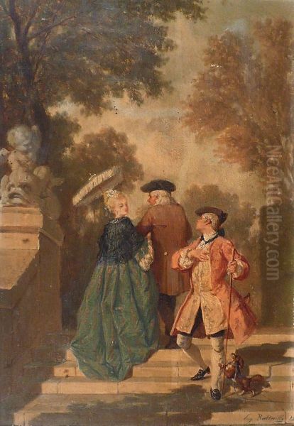 Unescalier De Versailles En 1723 Oil Painting by Eugene Battaille