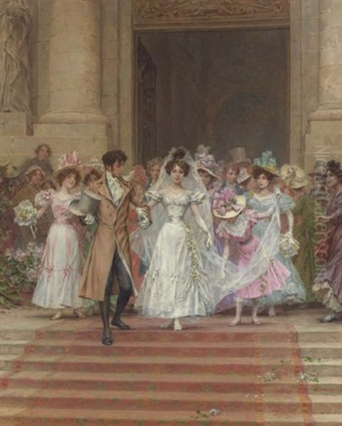 The Wedding, Church Of St. Roch, Paris Oil Painting by Frederik Hendrik Kaemmerer