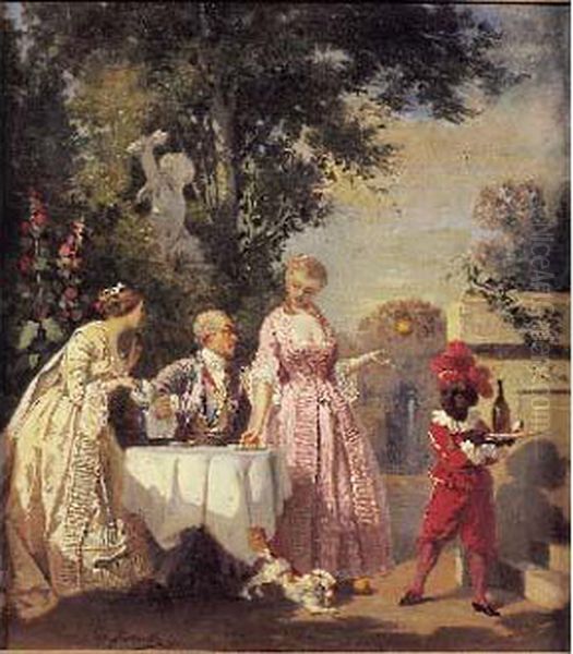 Le Dejeuner Amoureux Oil Painting by Eugene Battaille