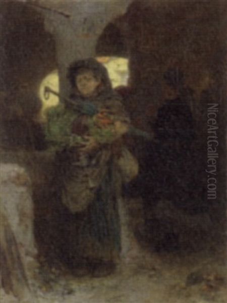 The Market Woman Oil Painting by Frederik Hendrik Kaemmerer