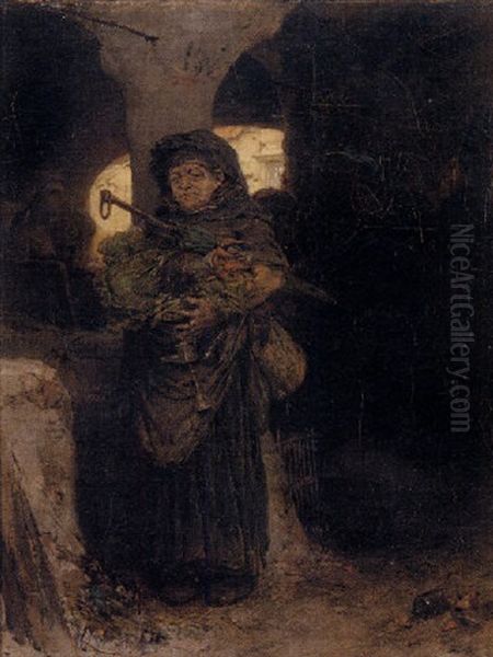 The Market Woman Oil Painting by Frederik Hendrik Kaemmerer