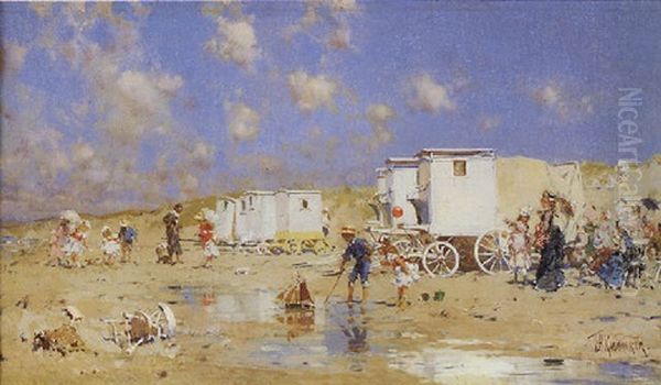 Beach At Scheveningen, Holland Oil Painting by Frederik Hendrik Kaemmerer