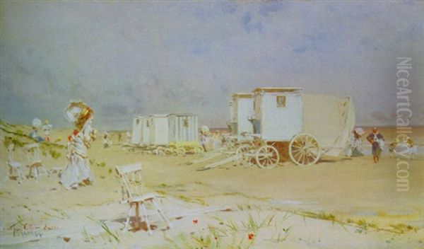 Sur La Plage De Scheveningen Oil Painting by Frederik Hendrik Kaemmerer