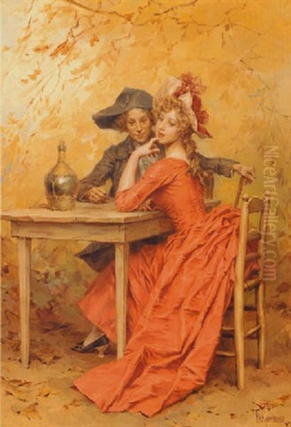 Flirtation Oil Painting by Frederik Hendrik Kaemmerer