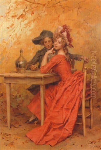 Flirtation Oil Painting by Frederik Hendrik Kaemmerer