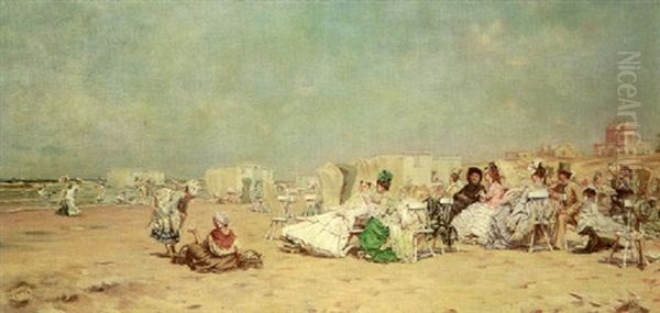 Un Jour D'ete A Scheveningen, En Hollande Oil Painting by Frederik Hendrik Kaemmerer