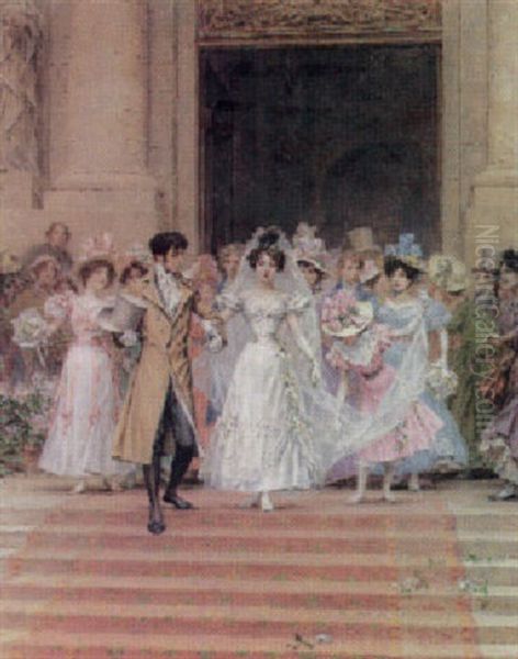 The Wedding, Church Of St. Roch, Paris Oil Painting by Frederik Hendrik Kaemmerer