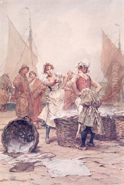 The Fishwives Oil Painting by Frederik Hendrik Kaemmerer