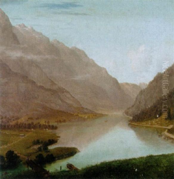 Der Klontalersee Mit Dem Glarnisch Oil Painting by Kaspar Kaesli