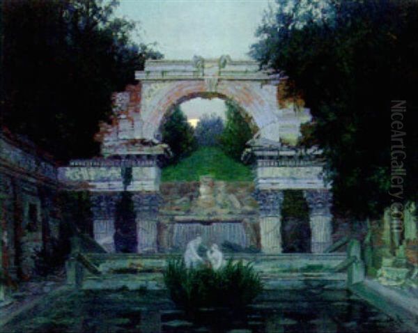 A Fountain Ruin At Schonbrun Palace, Vienna Oil Painting by Jacob Kagonowsky