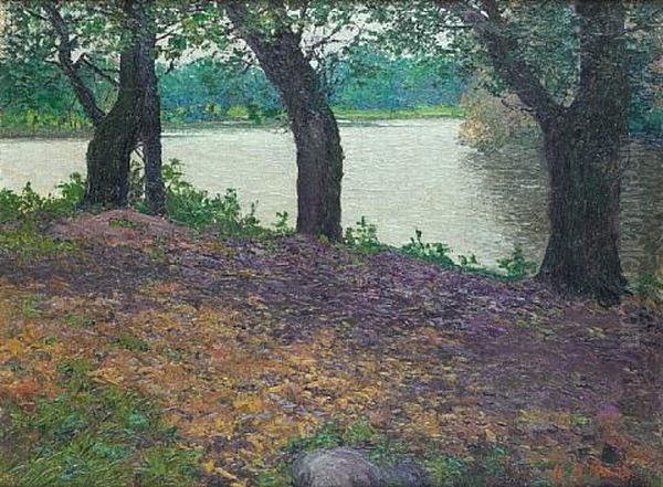 On The River Oil Painting by Karl Nikolaevich Kahl