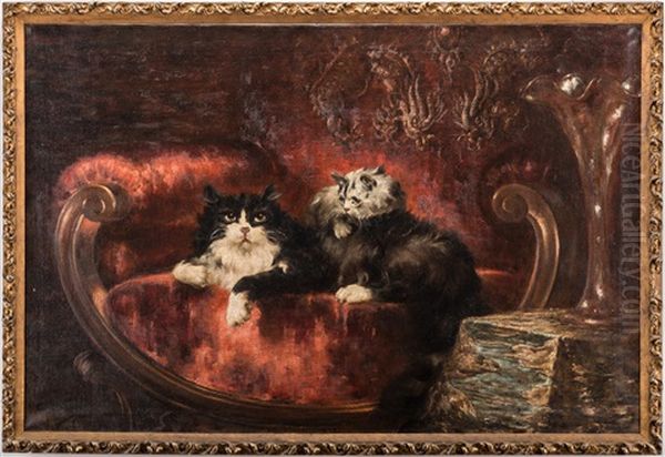 Painting Of Cats Oil Painting by Carl Kahler