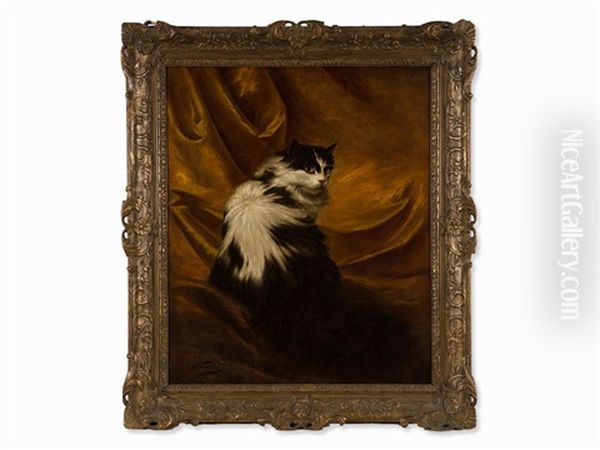 Portrait Of A Cat Oil Painting by Carl Kahler