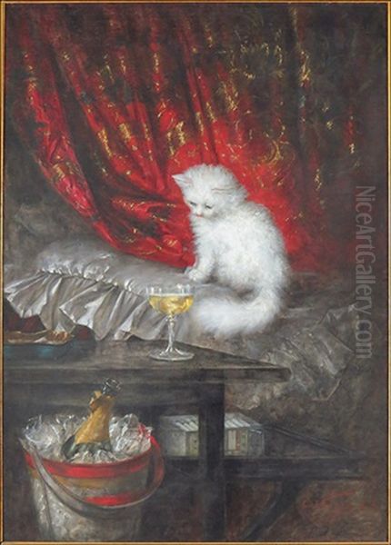 Die Weisse Katze Oil Painting by Carl Kahler