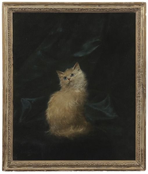 Kitten Oil Painting by Carl Kahler