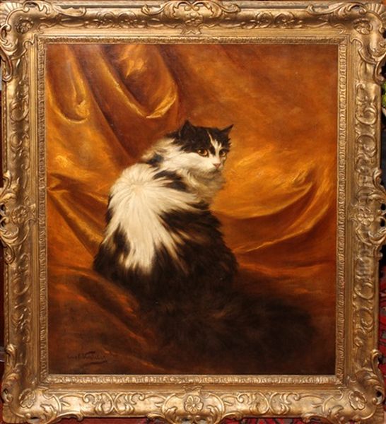 Seated Cat Oil Painting by Carl Kahler