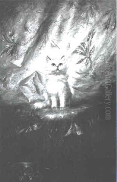 Persian Cat Oil Painting by Carl Kahler