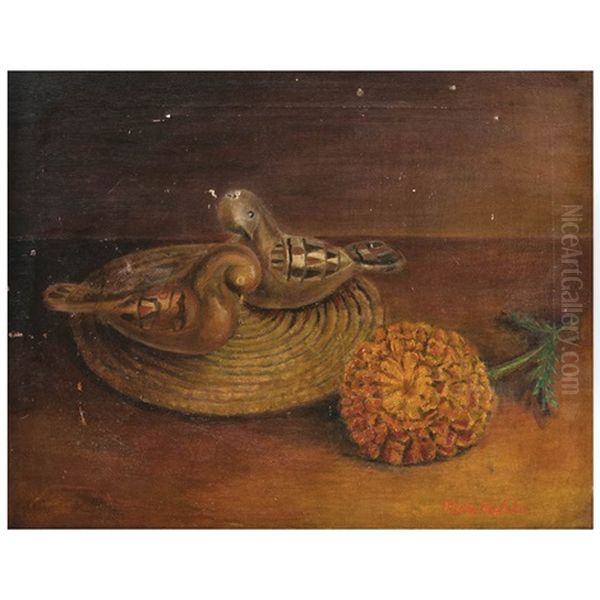 Sueno De Adios (naturaleza Muerta Con Cempasuchil), Ca. 1927 Oil Painting by Frida Kahlo