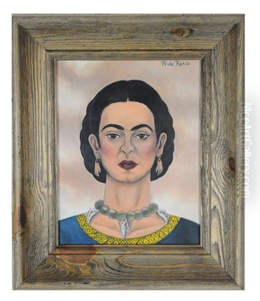 A Frida Kahlo Self Portrait - Attributed Oil Painting by Frida Kahlo