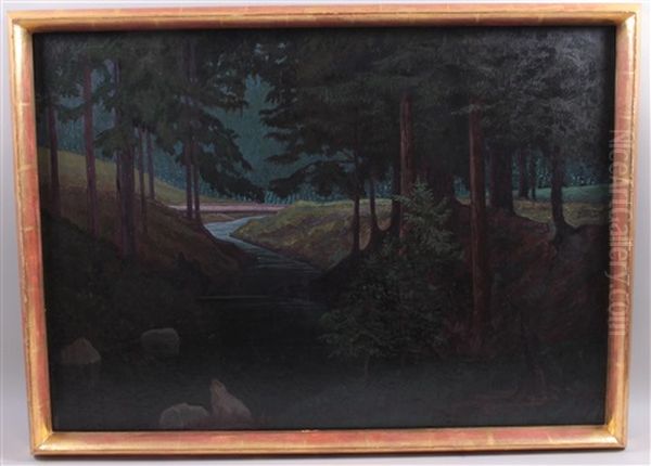 Waldbach Im Gsollgraben Oil Painting by Max Kahrer