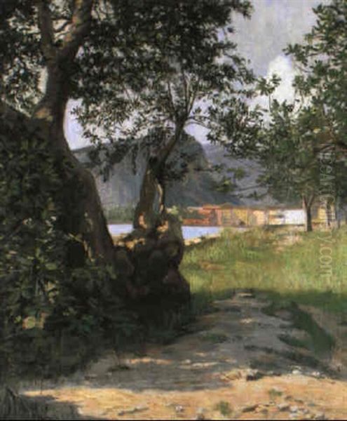 Motiv Vom Gardasee Oil Painting by Max Kahrer