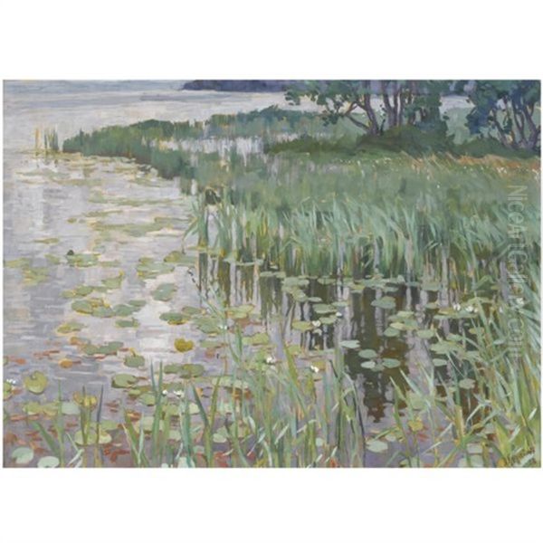 Reeds Oil Painting by Anatoly Dmitrievich Kaigorodov