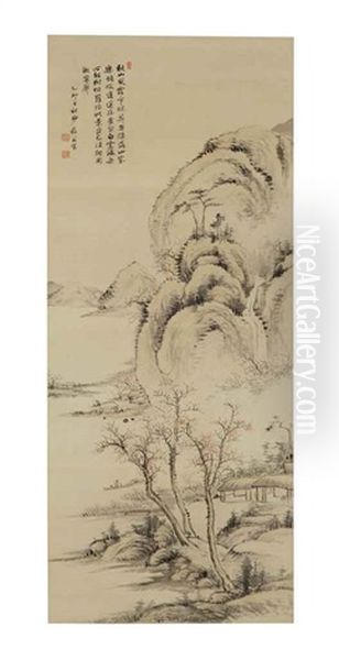 Chinese Mountain Landscape In Spring Oil Painting by  Kaioku