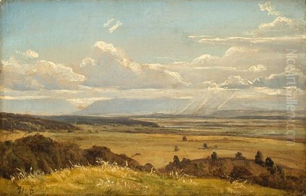 Oberbayerische Landschaft Mit Regenwolke Oil Painting by Ernst Kaiser