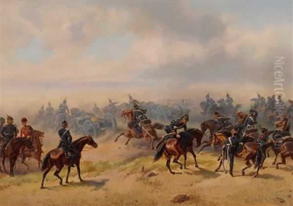 Preusische Kavallerie Bei Koniggratz Oil Painting by Friedrich Kaiser