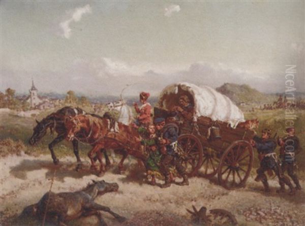 Returning From Battle Oil Painting by Friedrich Kaiser