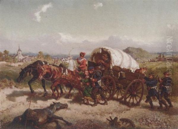 Returning From Battle Oil Painting by Friedrich Kaiser