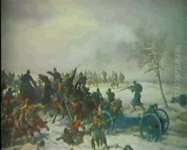 Schlachtszene Aus Dem Deutsch-franzosischen Krieg Oil Painting by Friedrich Kaiser