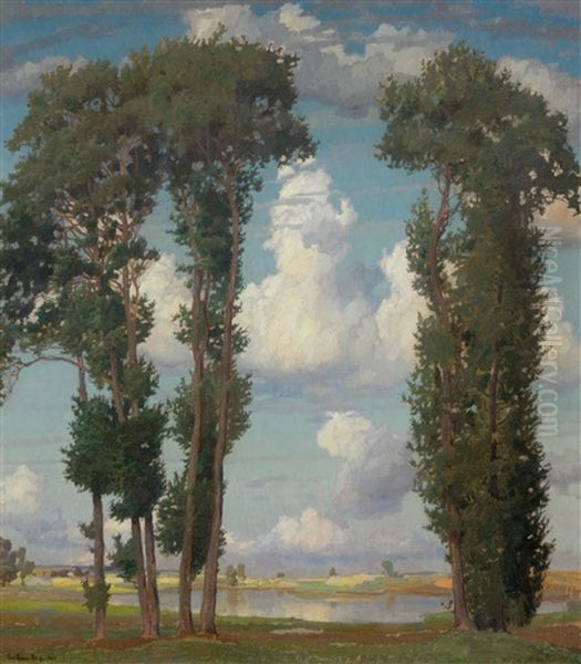 Landscape With Tree Group Oil Painting by Richard Kaiser