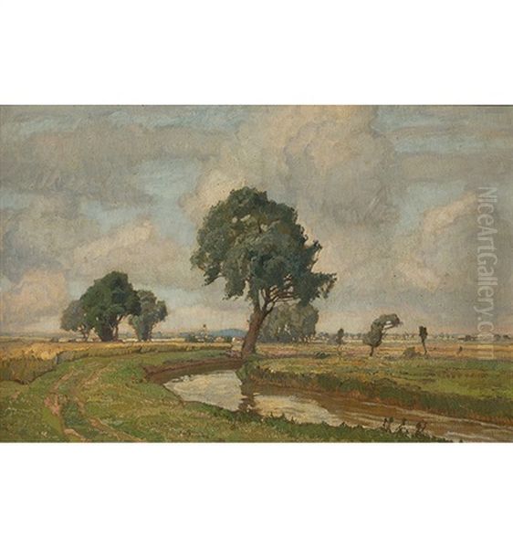 Baumbestandene Bachlandschaft Oil Painting by Richard Kaiser