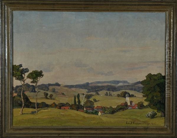 Weite Landschaft Mit Dorf Bei Uffing Am Staffelsee Oil Painting by Richard Kaiser