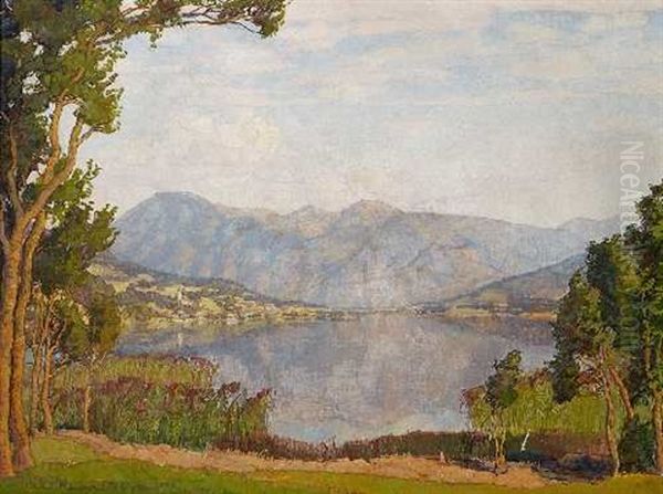 Landschaft Mit See Und Gebirgsmassiv by Richard Kaiser