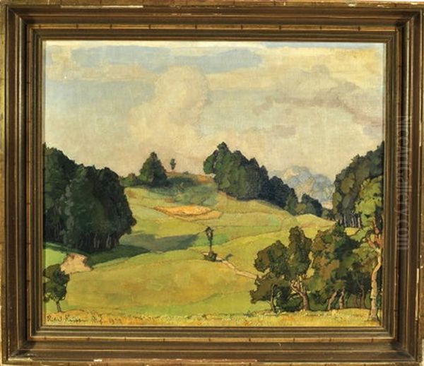 Hugelige Sommerlandschaft Mit Marterl Oil Painting by Richard Kaiser