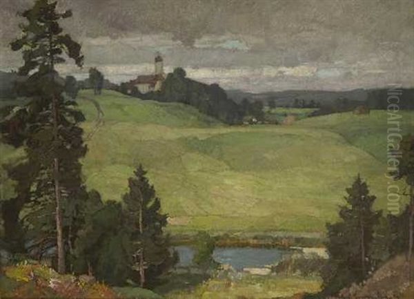 Blick Auf Beuerberg Oil Painting by Richard Kaiser