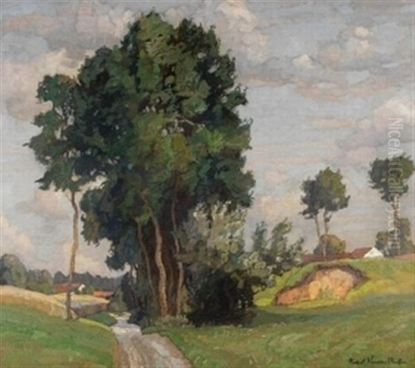 Landschaft Mit Weg Und Hohen Baumen Oil Painting by Richard Kaiser