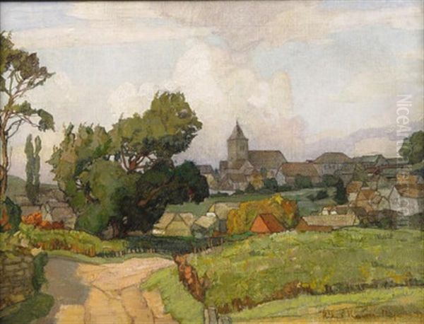 Niederbayerische Dorflandschaft Oil Painting by Richard Kaiser