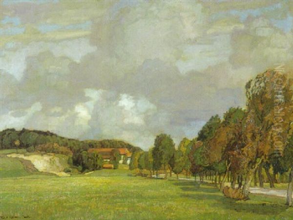 Sommerlandschaft Mit Einer Allee Zu Einem Gehoft Oil Painting by Richard Kaiser