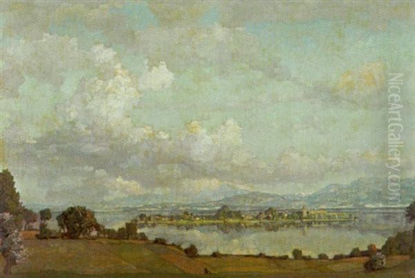 Blick Auf Die Fraueninsel Im Chiemsee Oil Painting by Richard Kaiser