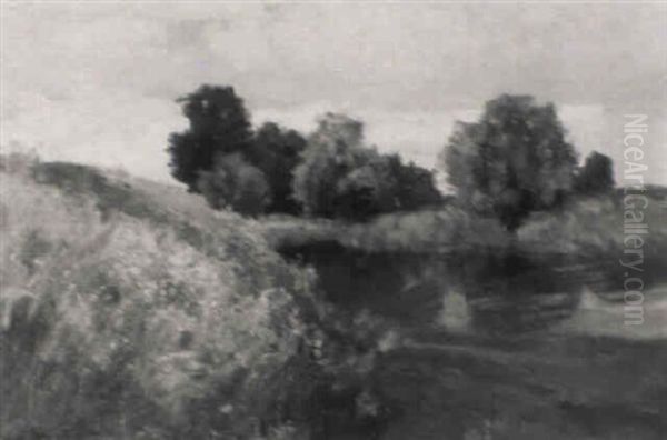 Sommerlandschaft Mit Einem Teich Vorn by Richard Kaiser