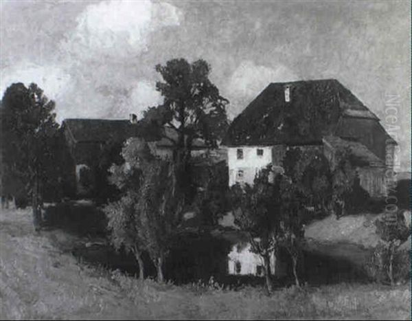 Gehofte Am Stillen Teich Oil Painting by Richard Kaiser